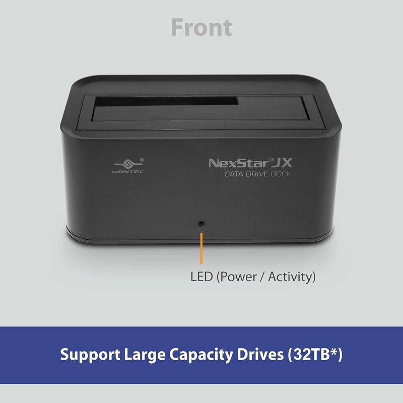 Vantec NexStar JX, USB 3.2 Gen2x1, USB C, Single Bay Storage Dock for SATA Drive (NST-D158C3-BK) - Image 3
